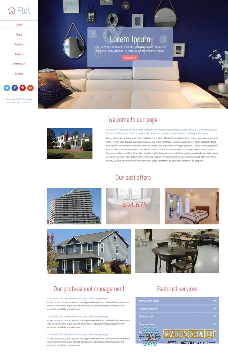 简单实用的房屋出租公司网站html模板